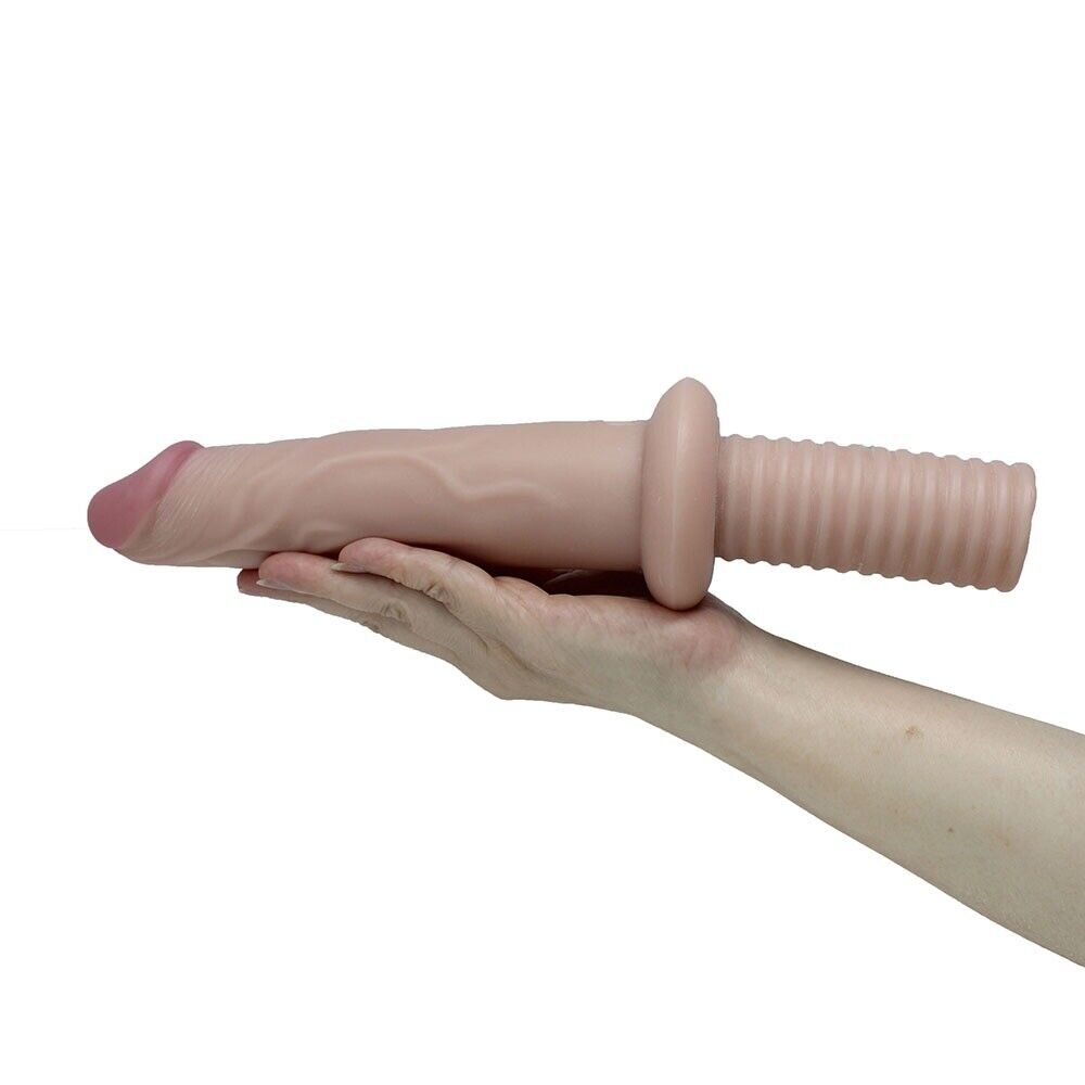 12" Extra Long Realistic G-spot Anal Thrusting Dildo Dong with Handle