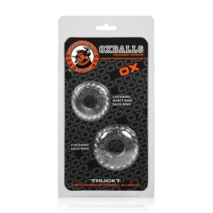 OxBalls Atomic Jock Truckt 2-Pack Clear Penis Cock & Ball Ring Enhancer Sex Toy