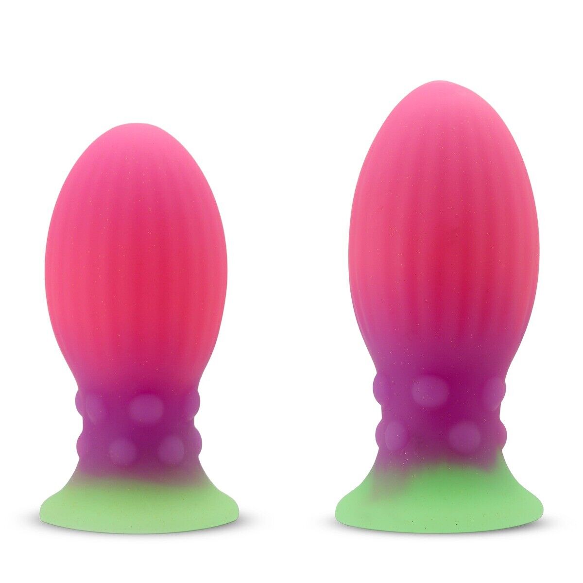 2Pk Glow in the Dark Silicone Anal Egg Butt Plug Trainer Combo Sex Toy