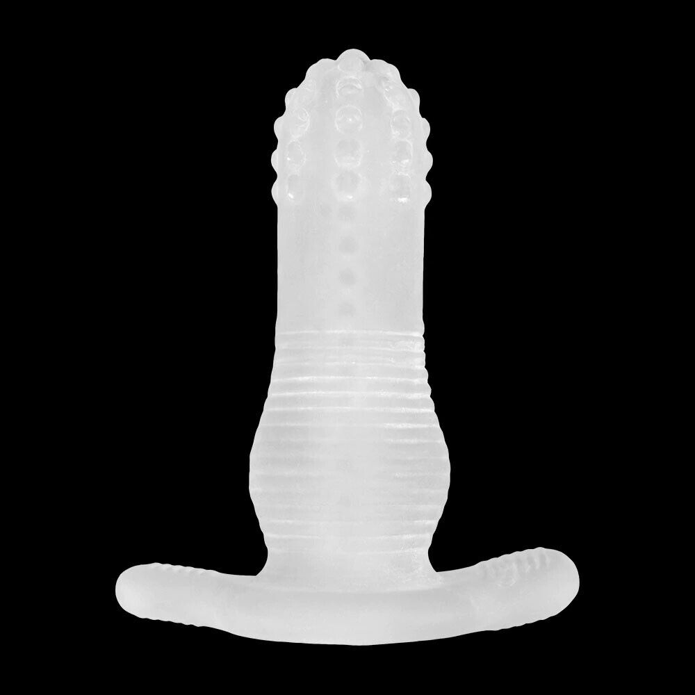 Stretchy Girth Enhancing Anal Penetration Penis Stroker Sleeve Hollow Butt Plug