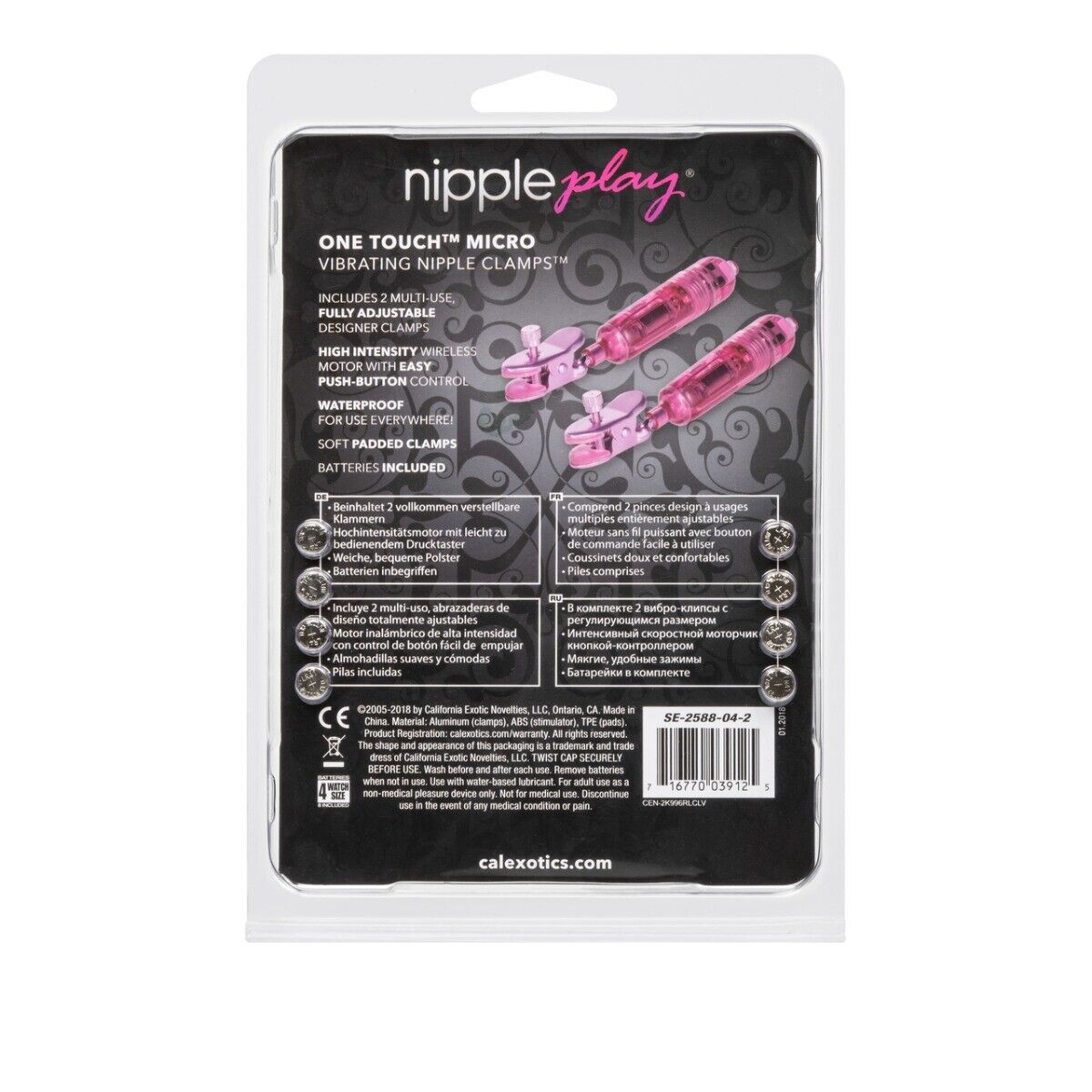 Nipple Play One Touch Micro Vibro Vibrating Nipple Clamps Vibe Sm Bondage Gear