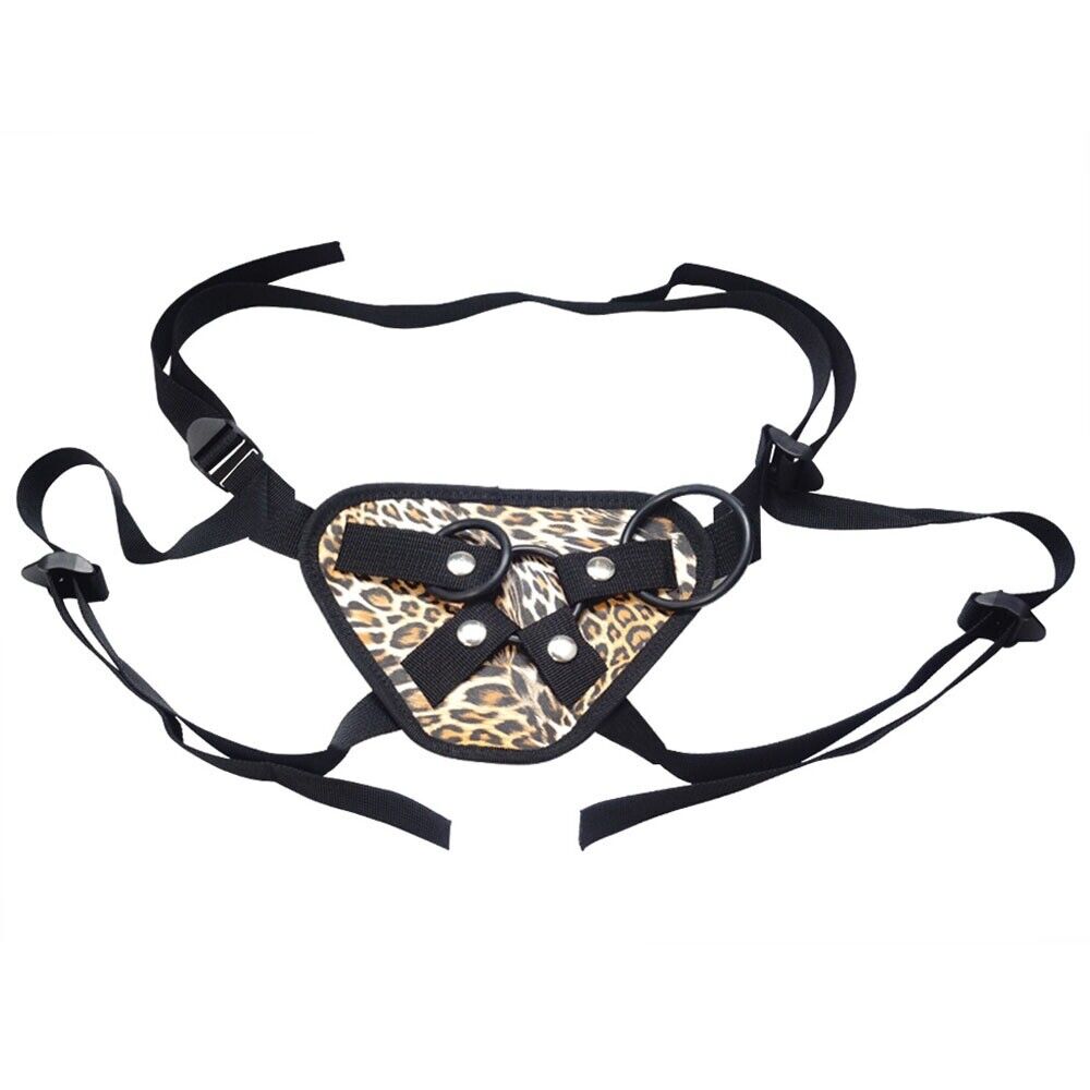 Leopard Print Adjustable Universal Strap-on Harness with O Rings Sex Toys