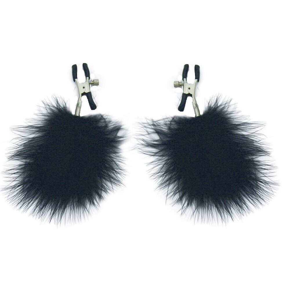 Adjustable Black Feathered Feather Nipple Clamps SM Bondage Sex Toys for Couples