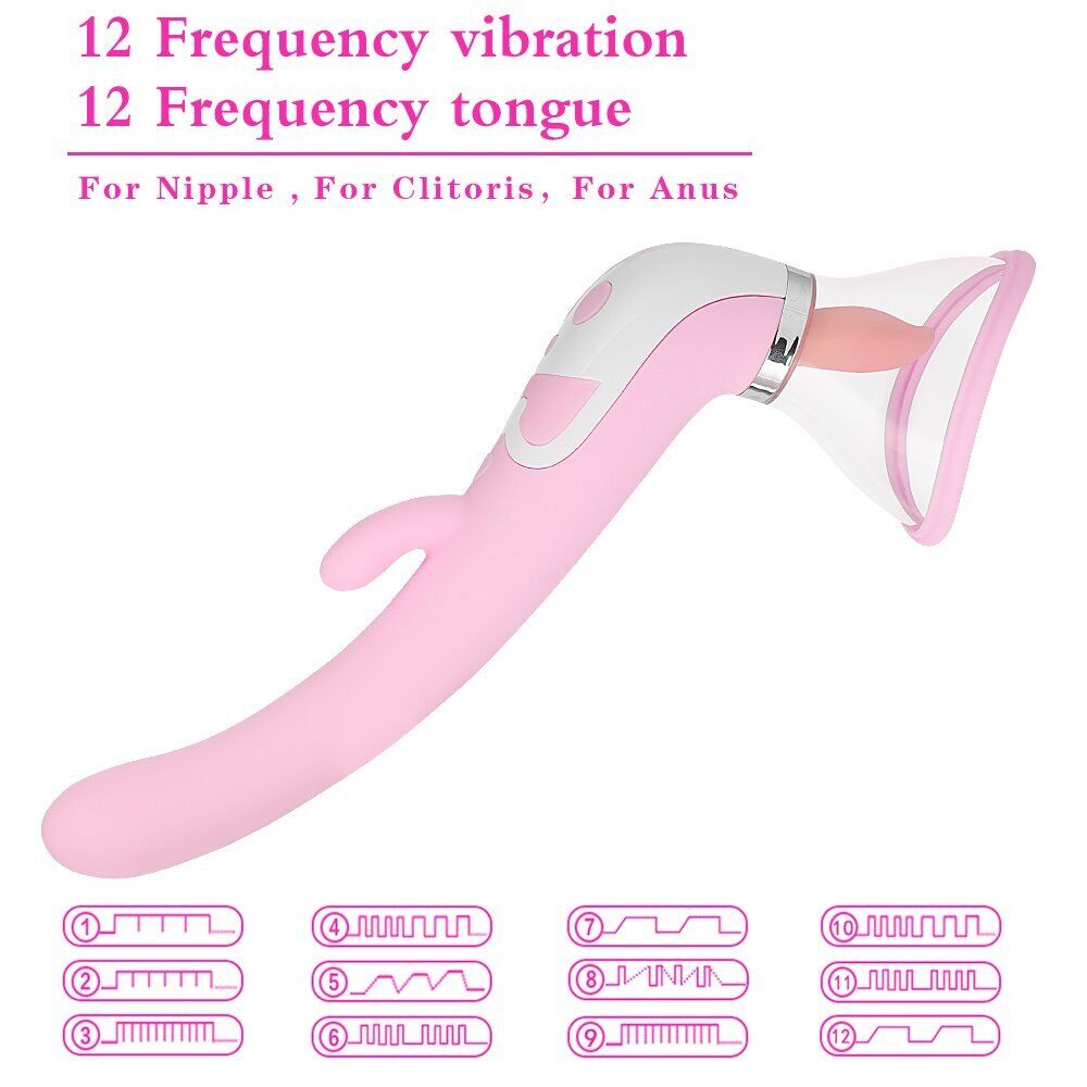 Automatic Tongue Oral Sex Clit Nipple Vaginal Pussy Pump Sucker G-spot Vibrator