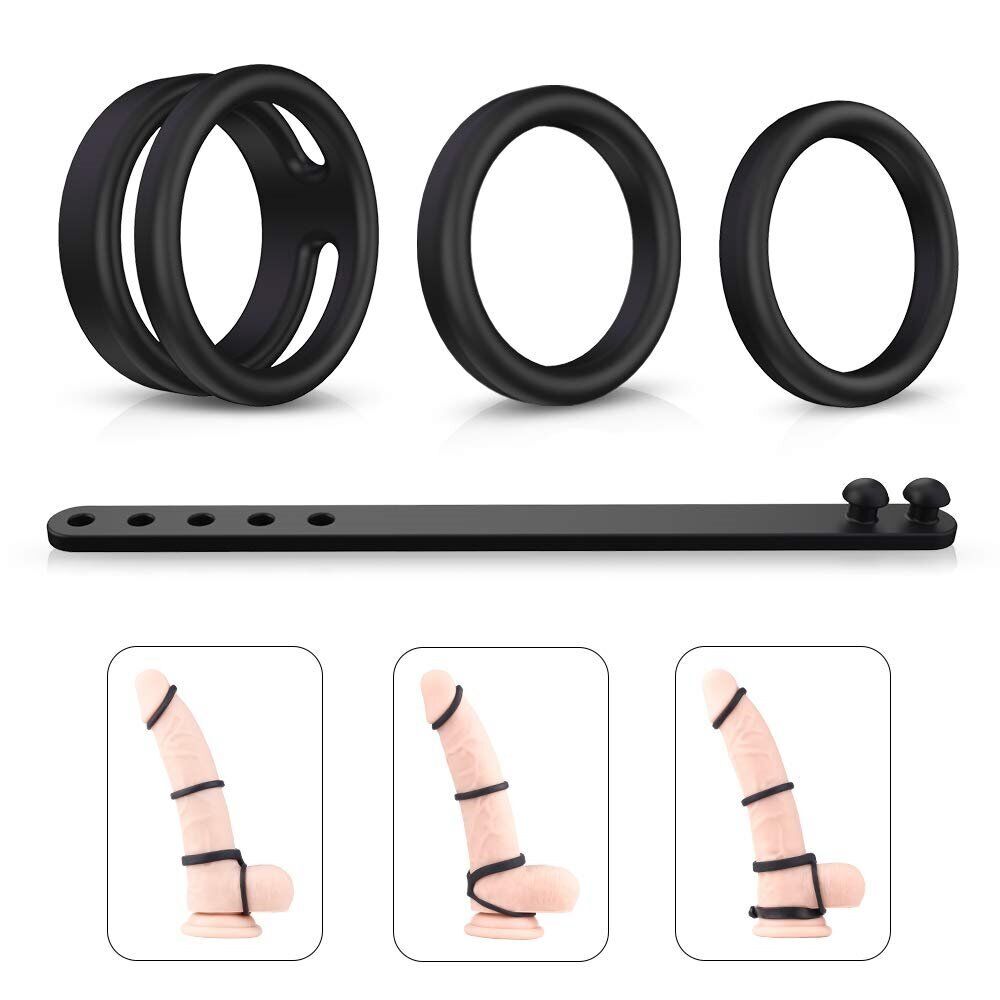 Silicone Male Penis Cock Balls Ring Set Prolong Delay Sex Toys for Men Couples