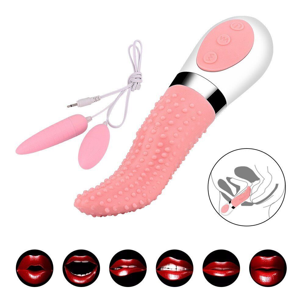 Licking Tongue Clit Nipple Vibrator Dual Bullet Vibe Sex-toys for Women Couples