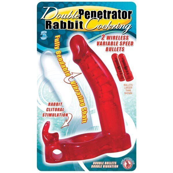 Vaginal Anal Double Penetrator Penetration Vibrating Rabbit Cockring Dildo Dong