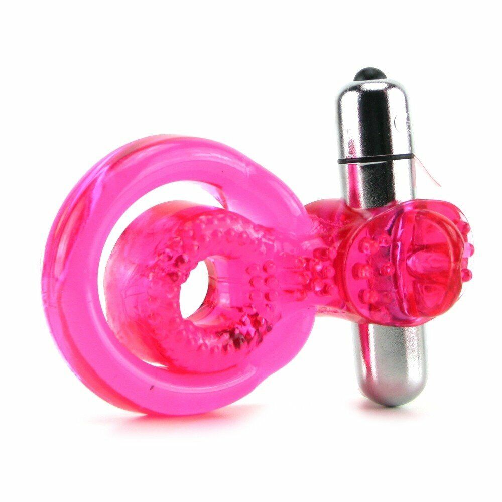 Dual Clit Flicker Tongue Vibrating Penis Erection Enhancer Cock Ring Sex Toy