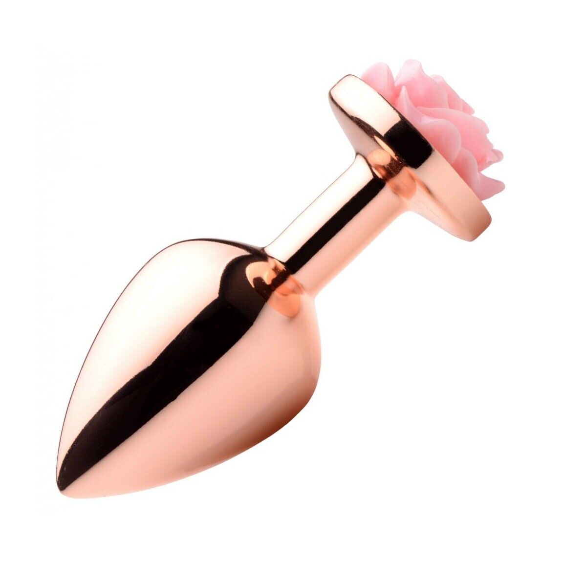 Rose Gold Metal Anal Butt Plug with Pink Flower Sex Toys for Women Men Couples