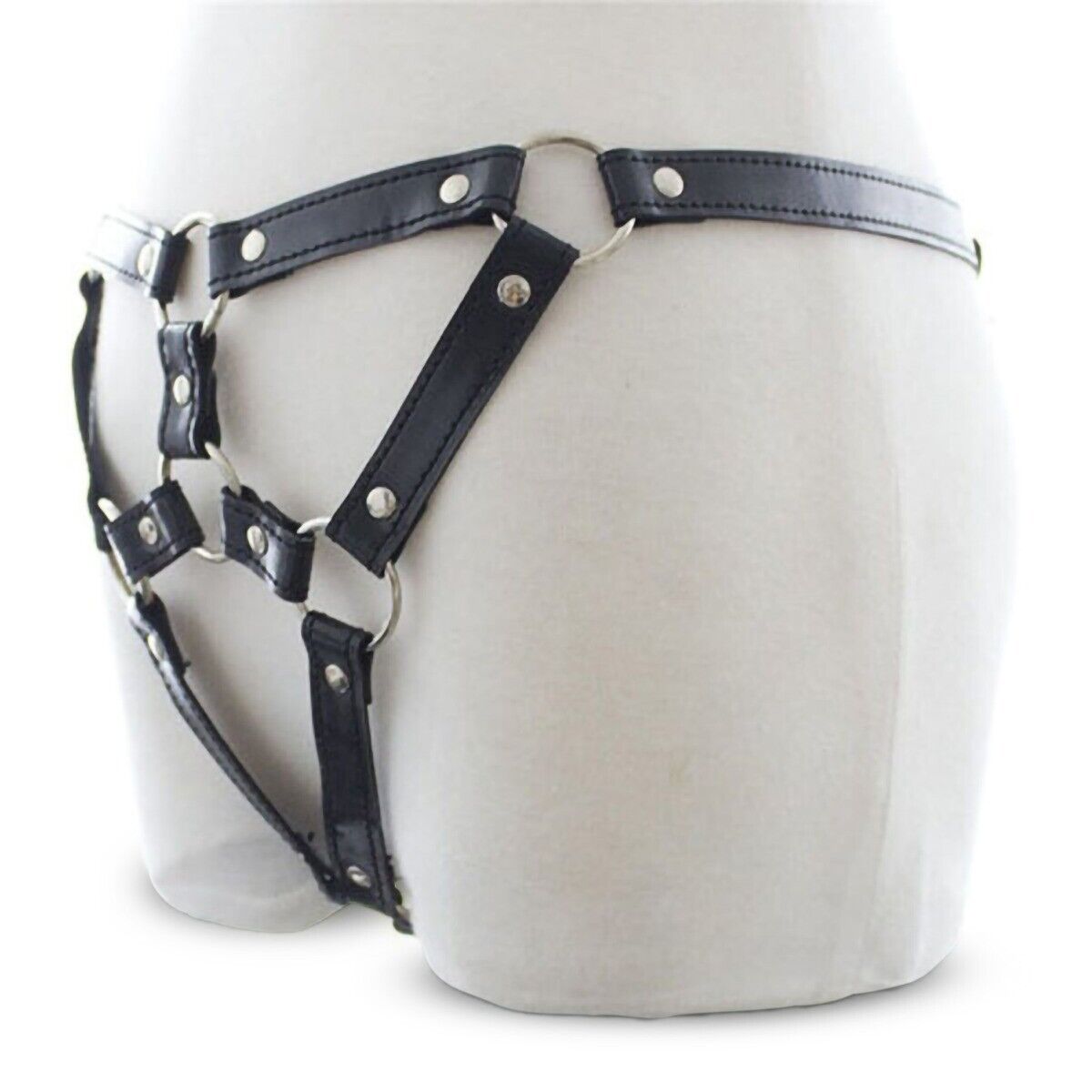 Faux Leather SM Bondage Fetish Wear Sexy Crotchless Harness Panty