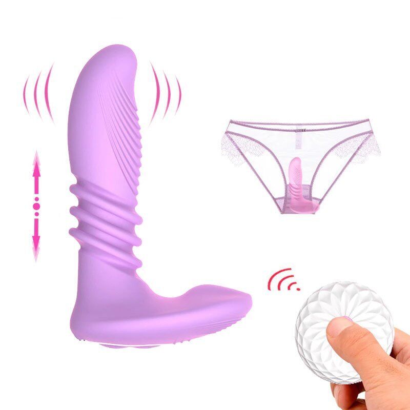 Wireless Remote Control Vibrating Thrusting Stroking Clit G-spot Vibrator Dildo