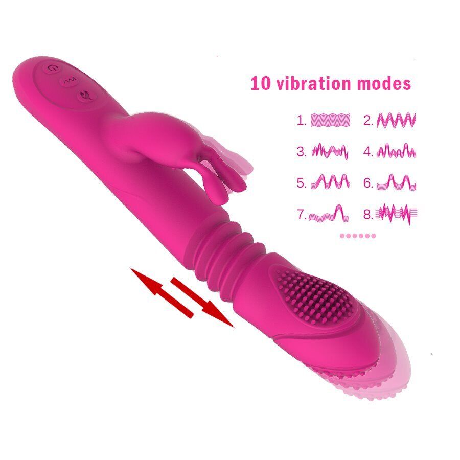 Slim Rechargeable Thrusting Rabbit Vibrator Dildo Sex-toys for Women Couples