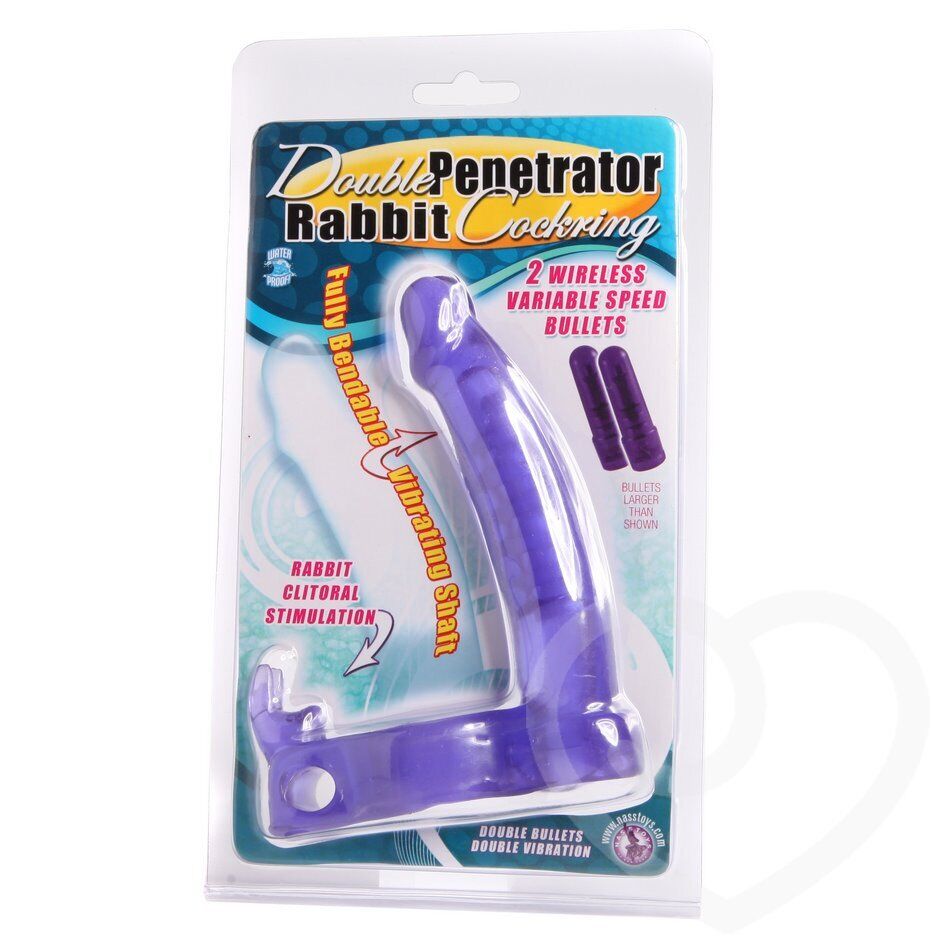 Vaginal Anal Double Penetrator Penetration Vibrating Rabbit Cockring Dildo Dong