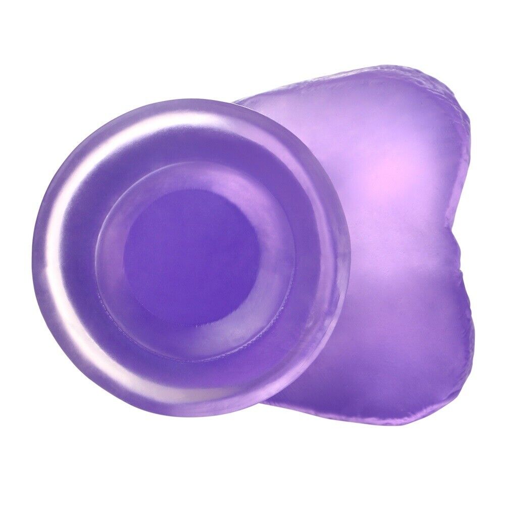 Purple Jelly Thick Cock with Balls G-spot Anal Dildo Hands Free Suction Cup