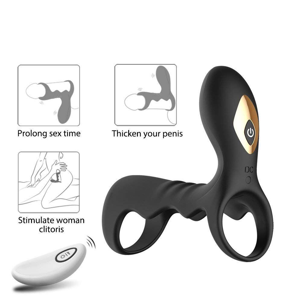 Wireless Remote Control Vibrating Penis Sleeve Cock Ring Cage Enhancer