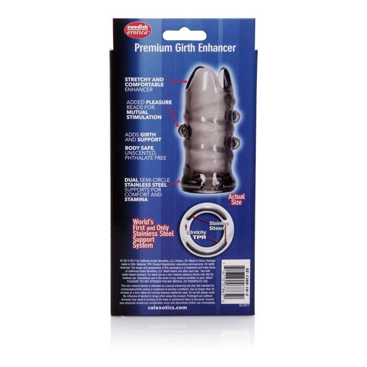 Apollo Premium Penis Girth Erection Enhancer Cock Sleeve Extension w/ Steel Ring