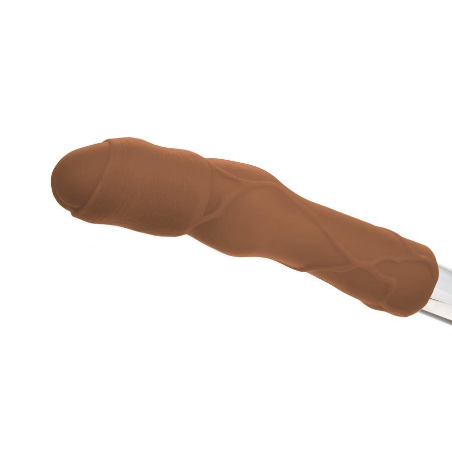 Vibrating Uncircumcised Add 3" Black Cock Penis Extender Extension Xtender