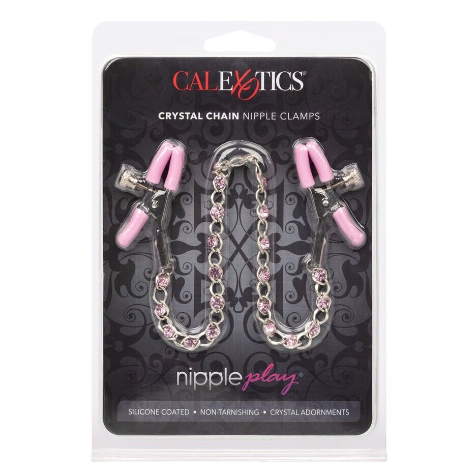 Nipple Play PinkCrystal Chain Nipple Clamps Couple Lover SM Bondage Sex Toys