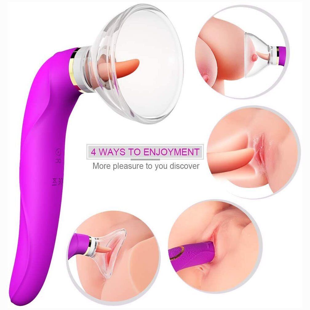 Automatic Tongue Oral Sex Clit Nipple Vaginal Pussy Pump Sucker G-spot Vibrator