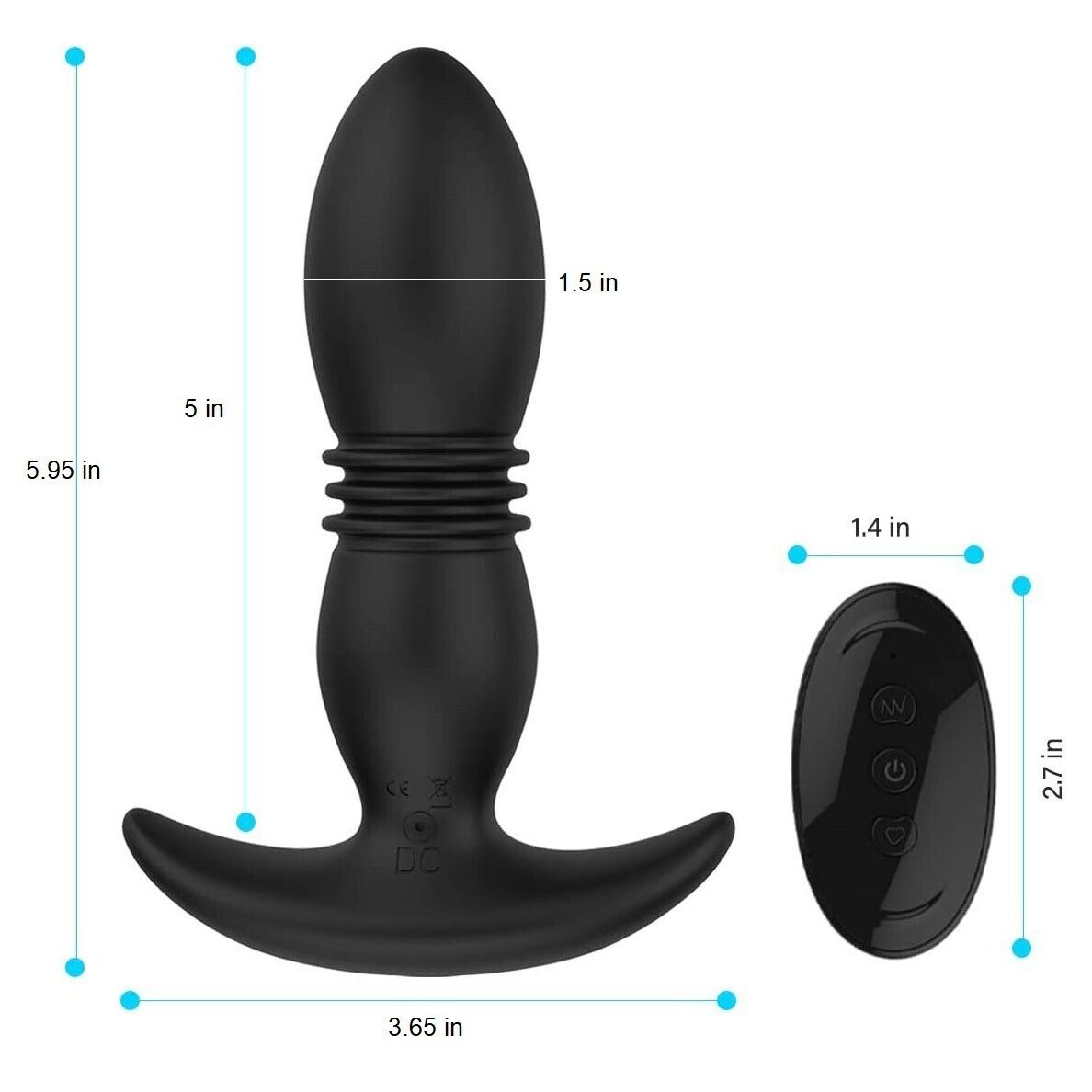 Rechargeable Wireless Remote Control Anal Vibe Butt Plug UP & DOWN Movement