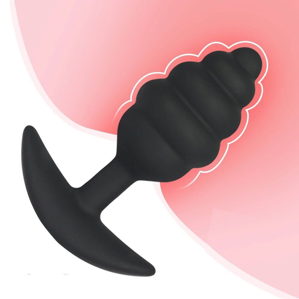 Ribbed Silicone Wearable Anal Butt Plug Anal Sex Toys for Men Women Couples