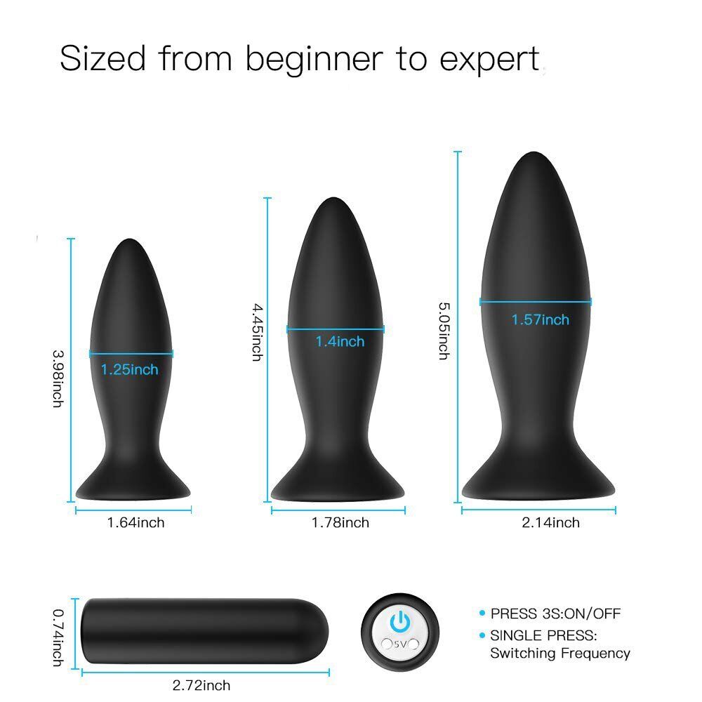 Wireless Remote Control Anal Trainer Butt Plug Vibe Sex Toys for Couples Men