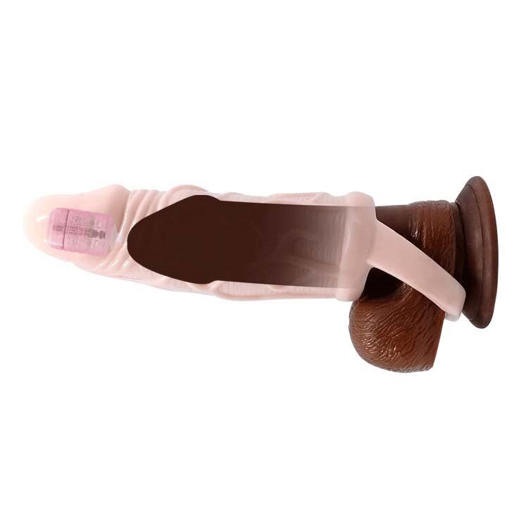 Vibrating Realistic Veined Penis Extension Extender Cock Sleeve Sheath Enhancer