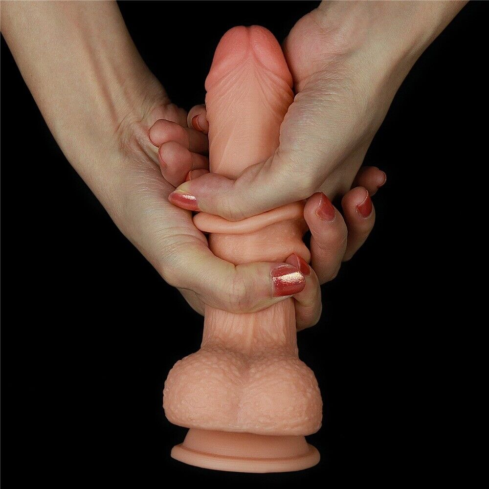 7" Bendable Realistic Soft Sliding Skin G-spot Anal Dildo Dong Suction Cup