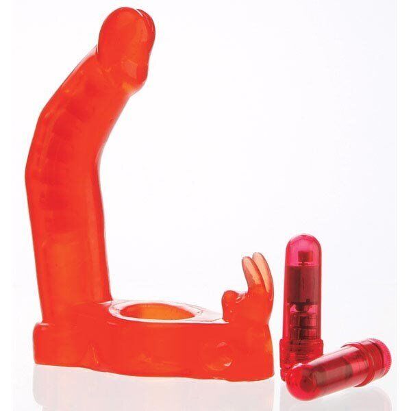 Vaginal Anal Double Penetrator Penetration Vibrating Rabbit Cockring Dildo Dong