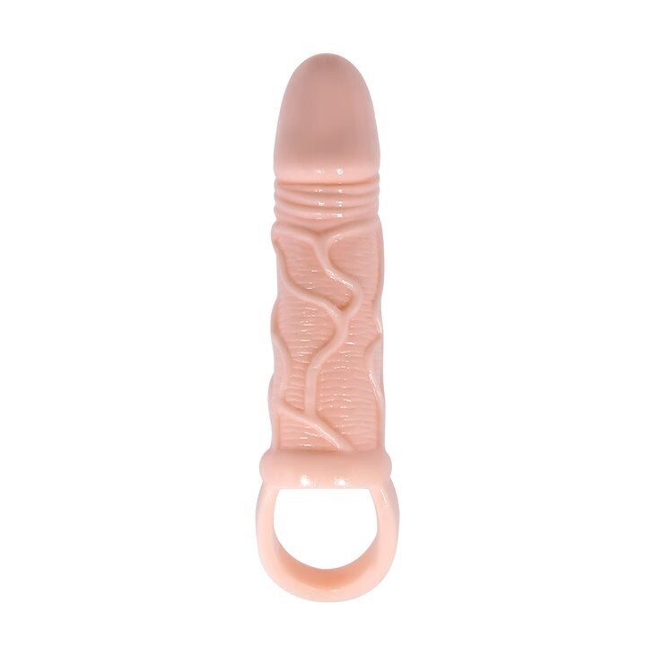 Vibrating Realistic Veined Penis Extension Extender Cock Sleeve Sheath Enhancer