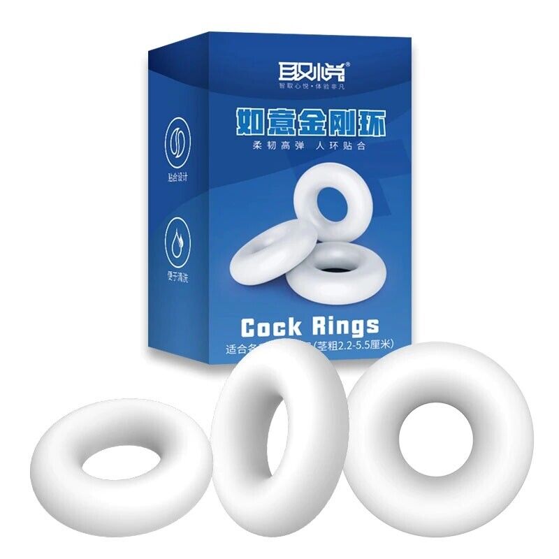 3 Stretchy Thick Penis Cock Ring Enhancer Sex Toys for Men Couples