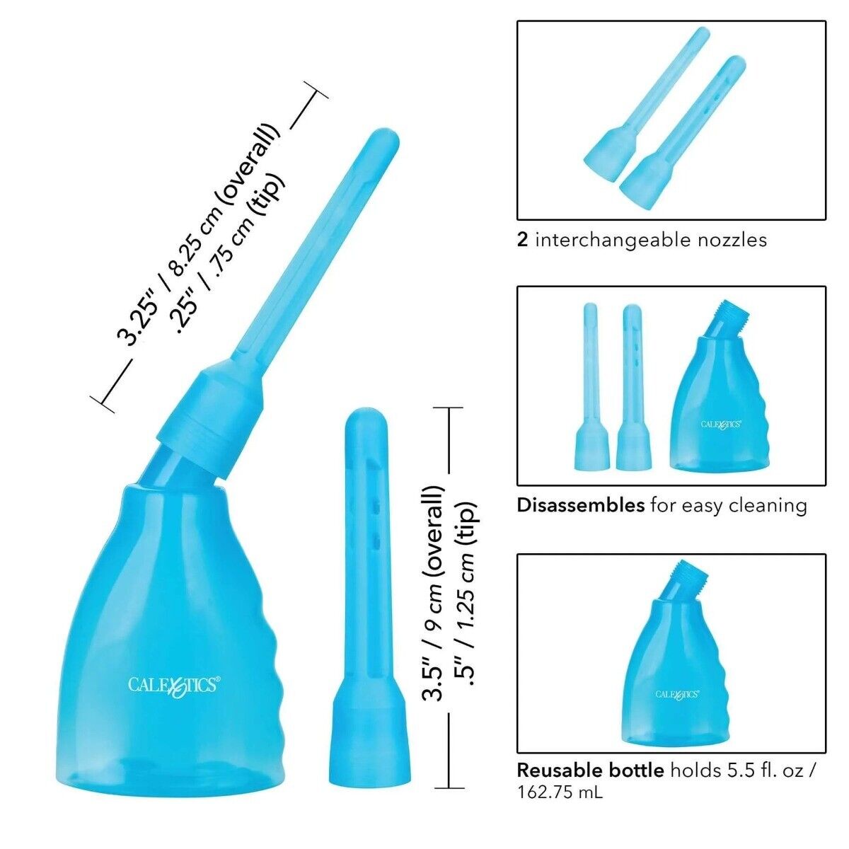 Reusable Vaginal Anal Cleansing Ultimate Douche and Enema System with 2 Nozzles