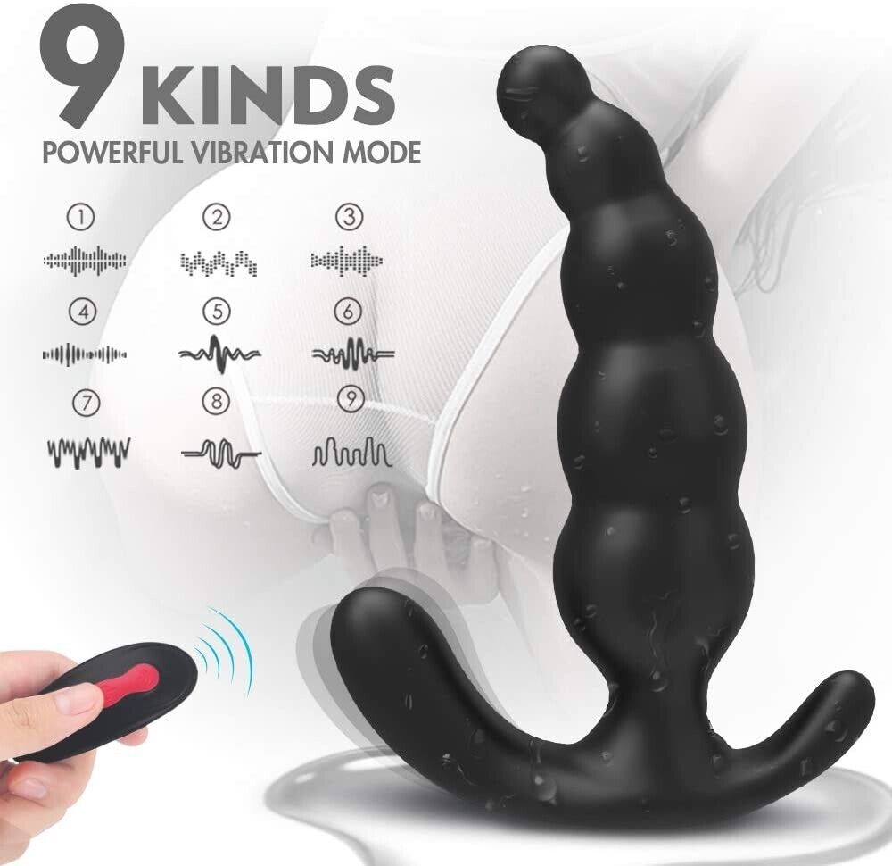 Remote Control Vibrating Prostate Massager Anal Beads Butt Plug Stimulator Vibe