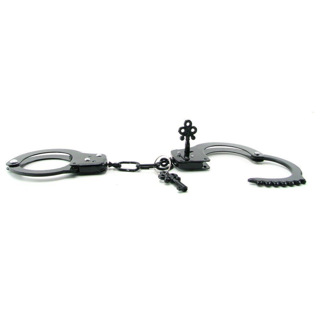 Black Steel Metal Handcuffs Restraints Wrist Cuffs Not for Professional Use