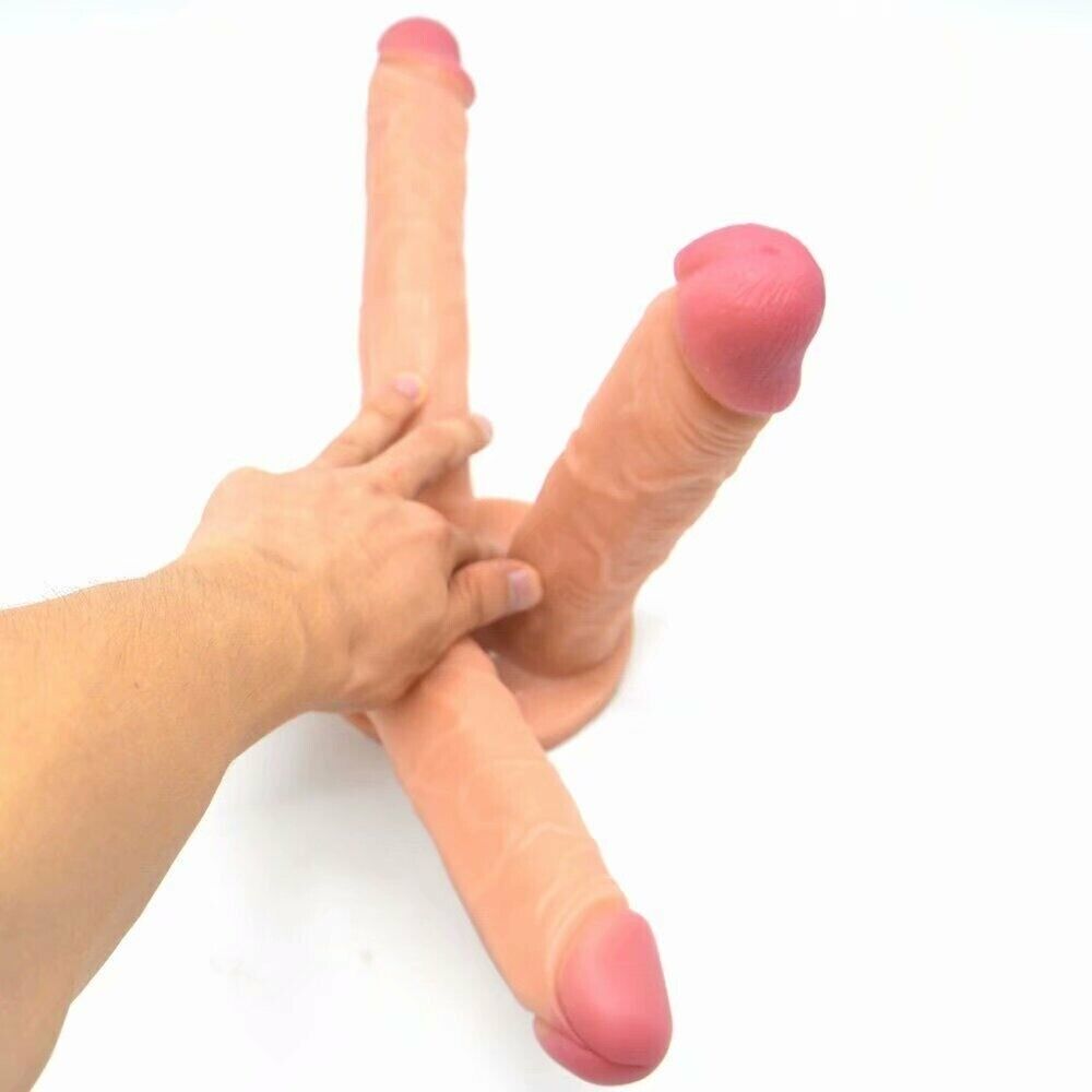 Huge Realistic Triple 3 Heads Dildo Dong Penis Cock Handsfree Suction Cup