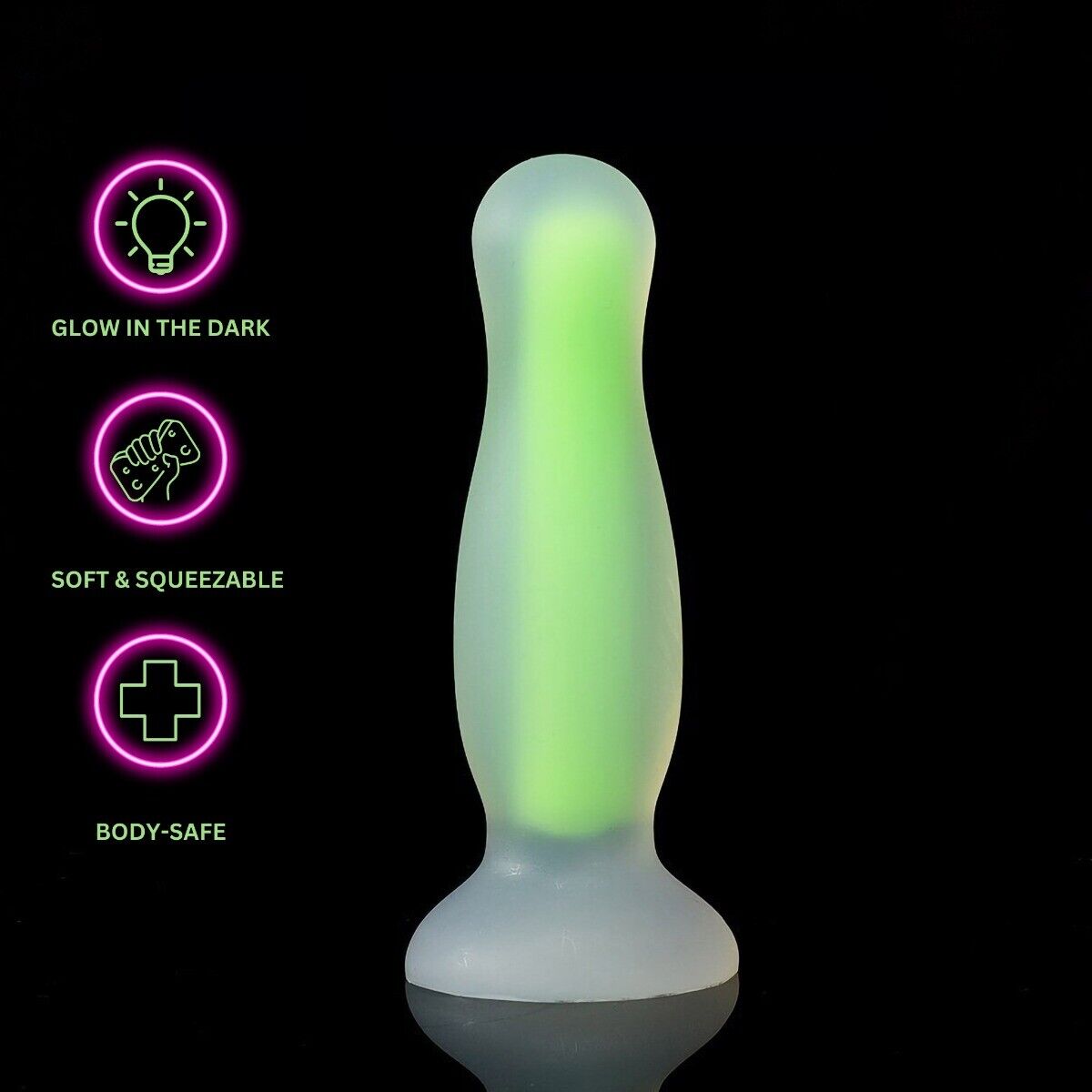 5.8 Glow-in-the-Dark Silicone Anal Butt Plug Dildo with Suction Cup Anal Sex Toy