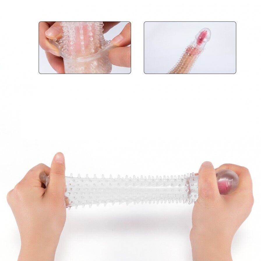 Add 2" Vibrating Penis Extension Extender Cock Sleeve Girth Enhancer Enlarger