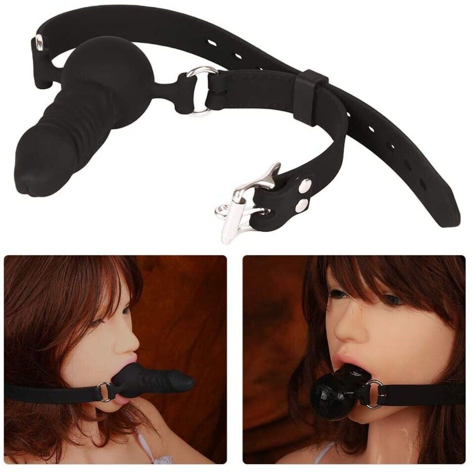 Silicone Realistic Dildo Gag Strap-On Mouth Gag BDSM Sex Toys