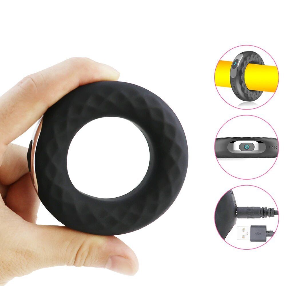 Vibrating Donut Penis Cock Ring Male Masturbator Sex-toys for Men Couples