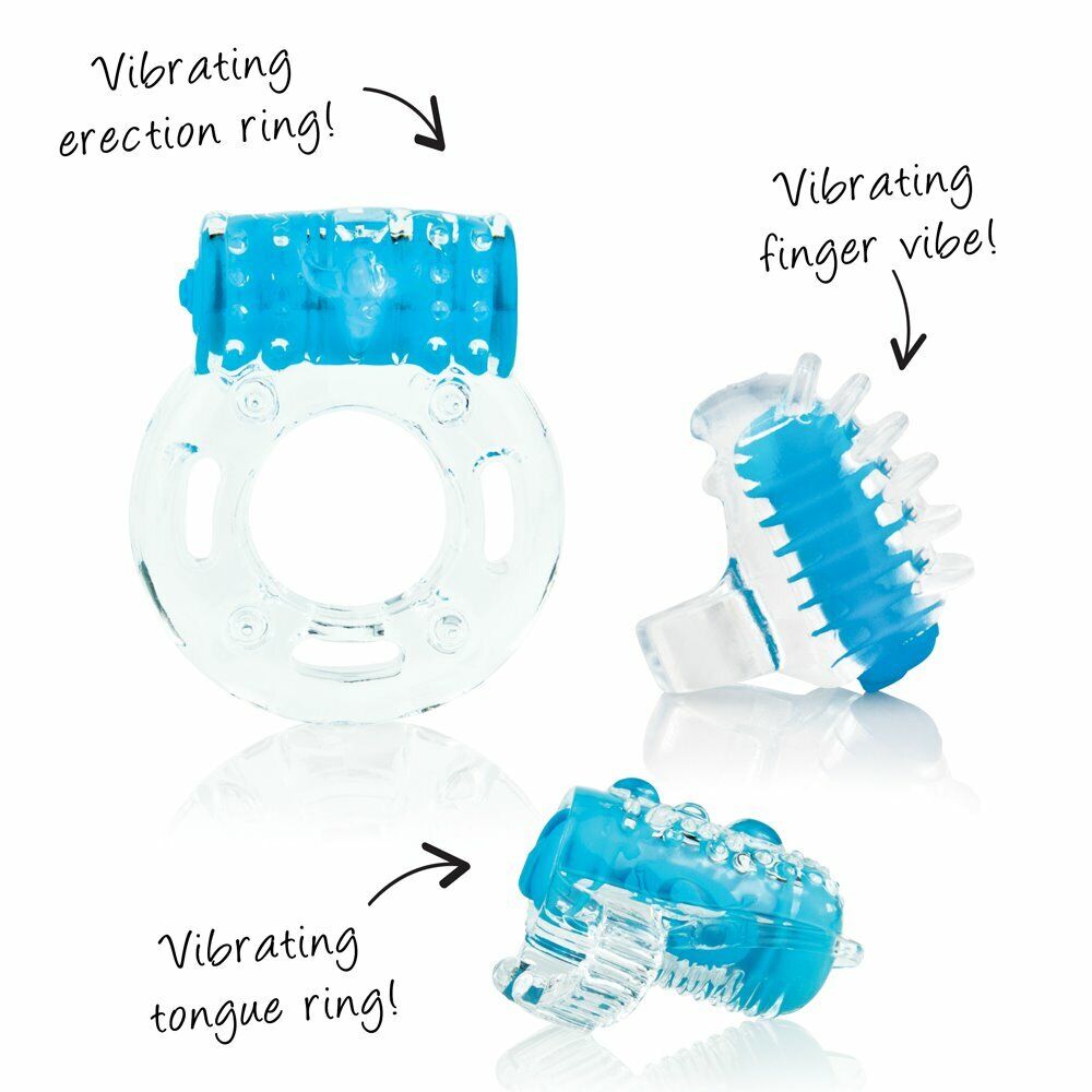 Screaming O VibrOman 3PC Disposable Oral Sex Tongue Finger Vibe Cock Ring