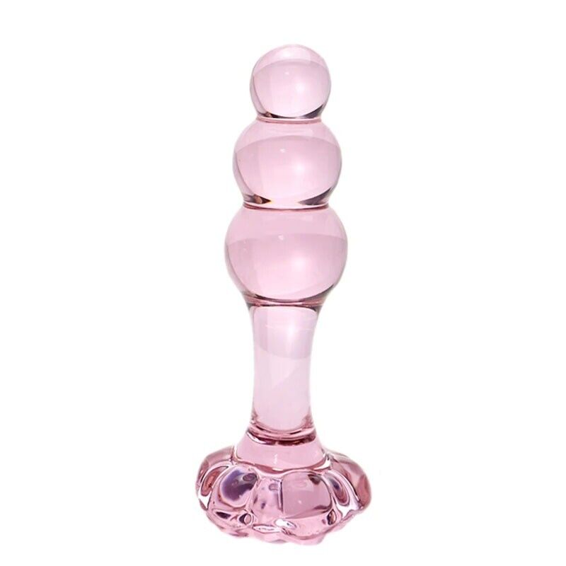 Beaded Pink Glass Anal Butt Plug Dildo Beads Anal Sex Toys for Men Women Couples