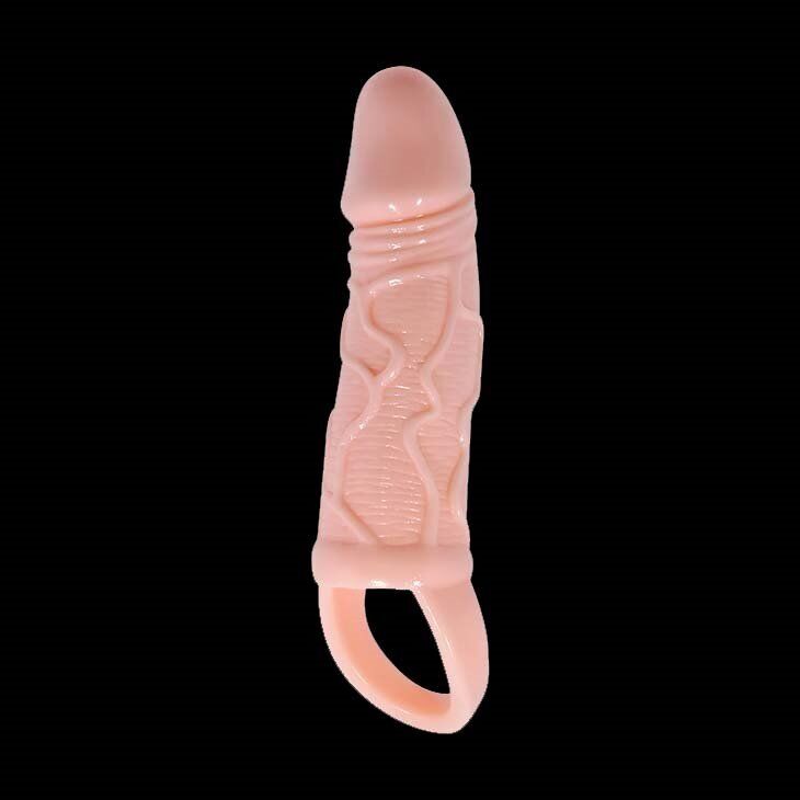 Vibrating Realistic Veined Penis Extension Extender Cock Sleeve Sheath Enhancer