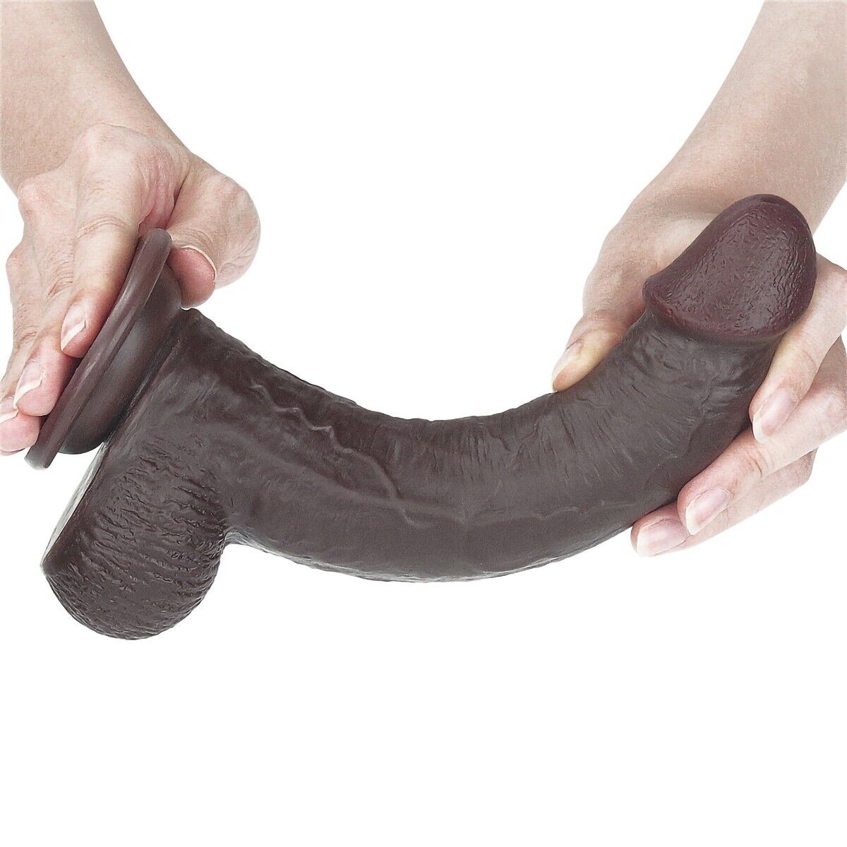 9" Dual Layer Sliding Skin Realistic Black Dildo Dong Cock with Balls