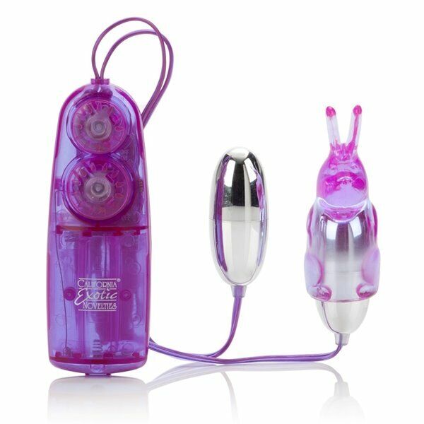 Vibrating Dual Bullet Vibe w/ Bunny Teaser Sleeve Clit Nipple Anal Vibrator Egg