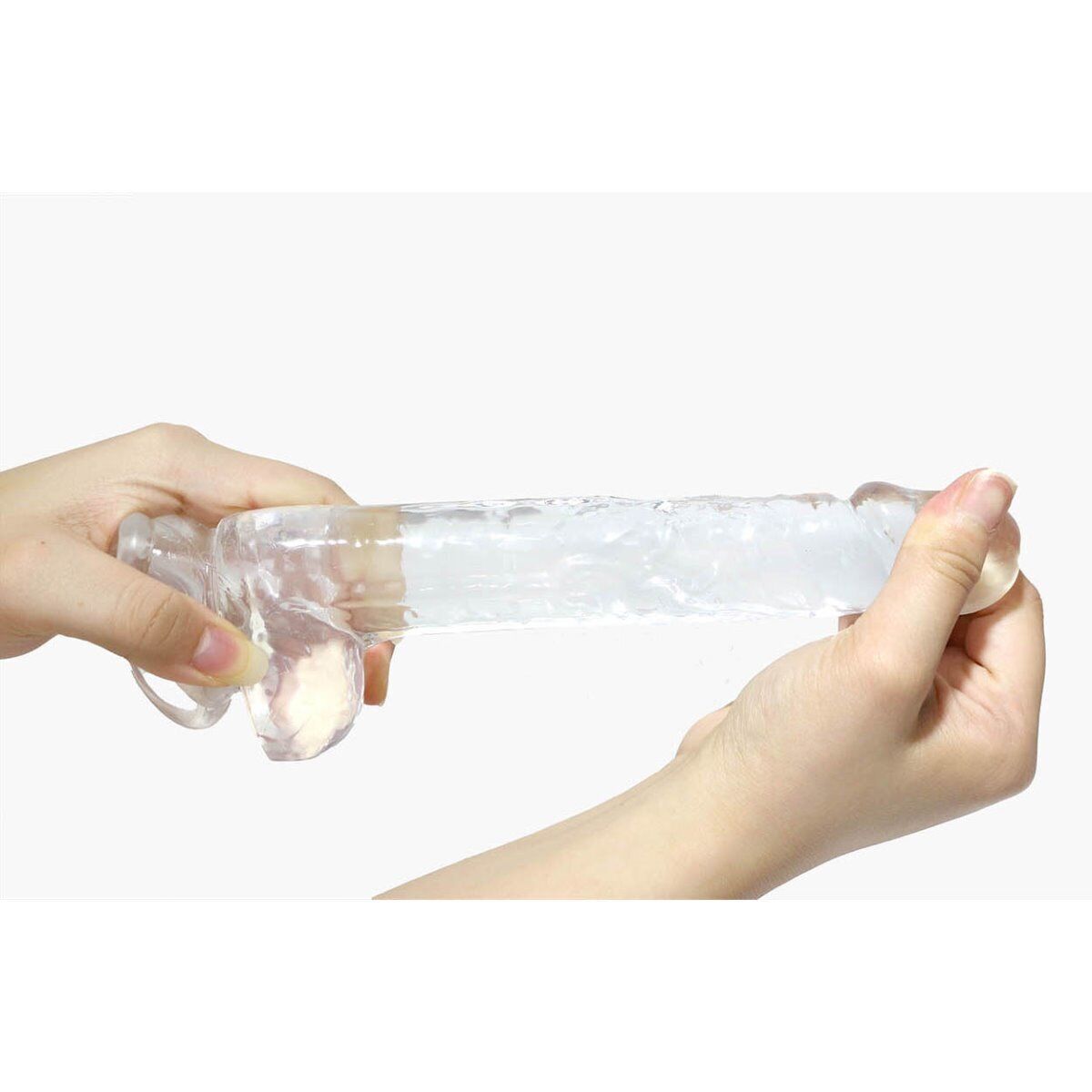 Clear Jelly Thick Cock with Balls G-spot Anal Dildo Hands Free Suction Cup