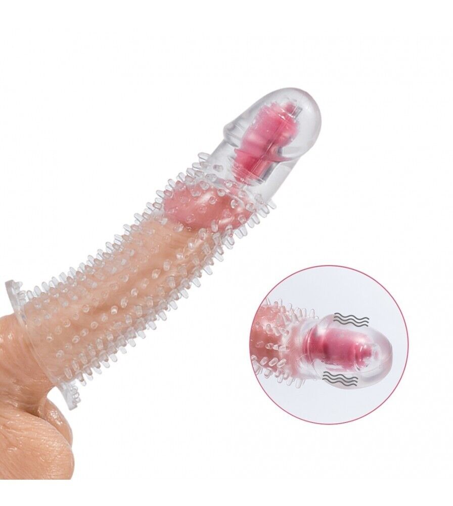 Add 2" Vibrating Penis Extension Extender Cock Sleeve Girth Enhancer Enlarger