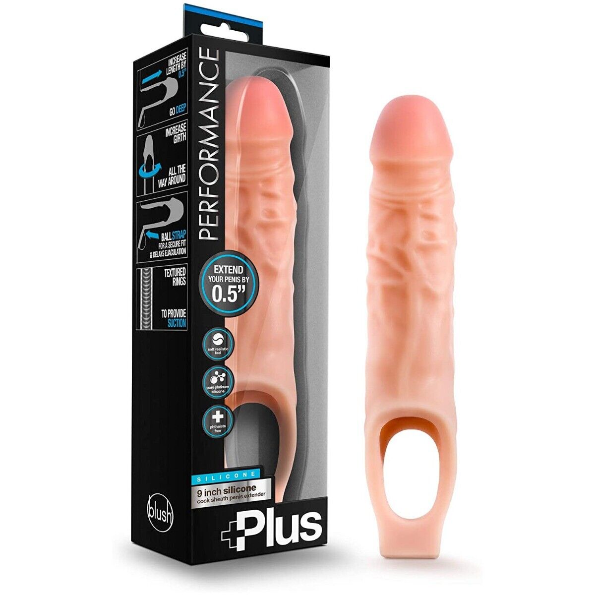 9" Silicone Cock Sheath Male Penis Extension Extender Girth Enhancer Enlarger