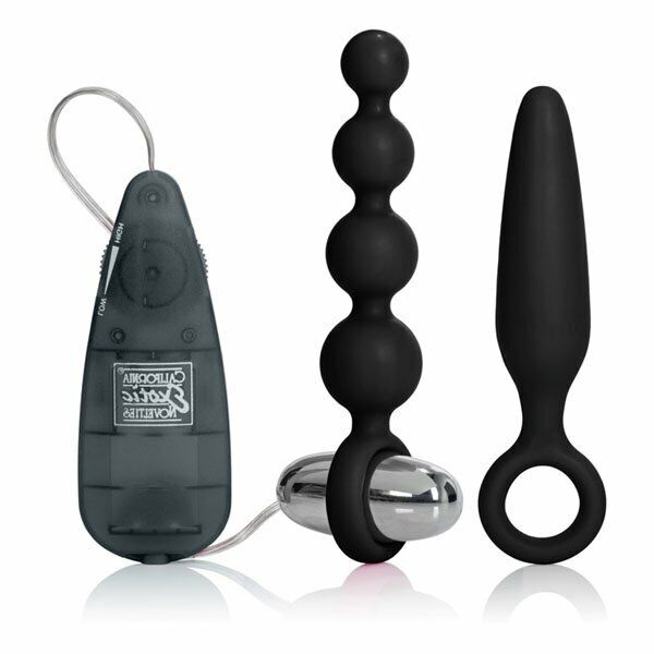 Silicone Vibrating Anal Beads Butt Plug Vibe Anal Trainer Sex Toy Kit