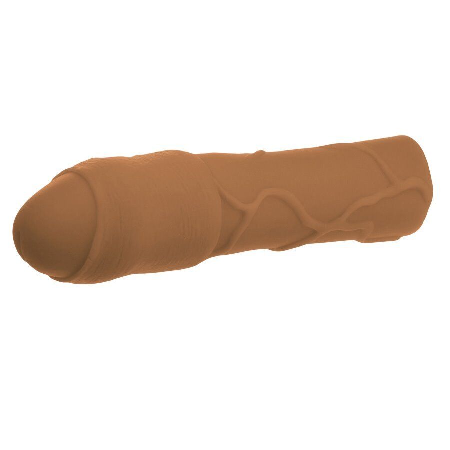 Vibrating Uncircumcised Add 3" Black Cock Penis Extender Extension Xtender