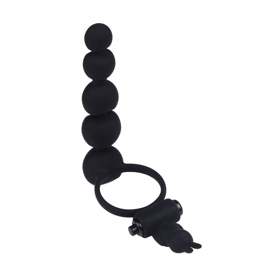 Silicone Vibrating Penis Enhancer Cock Ring with Anal Beads Couple Sex Toys